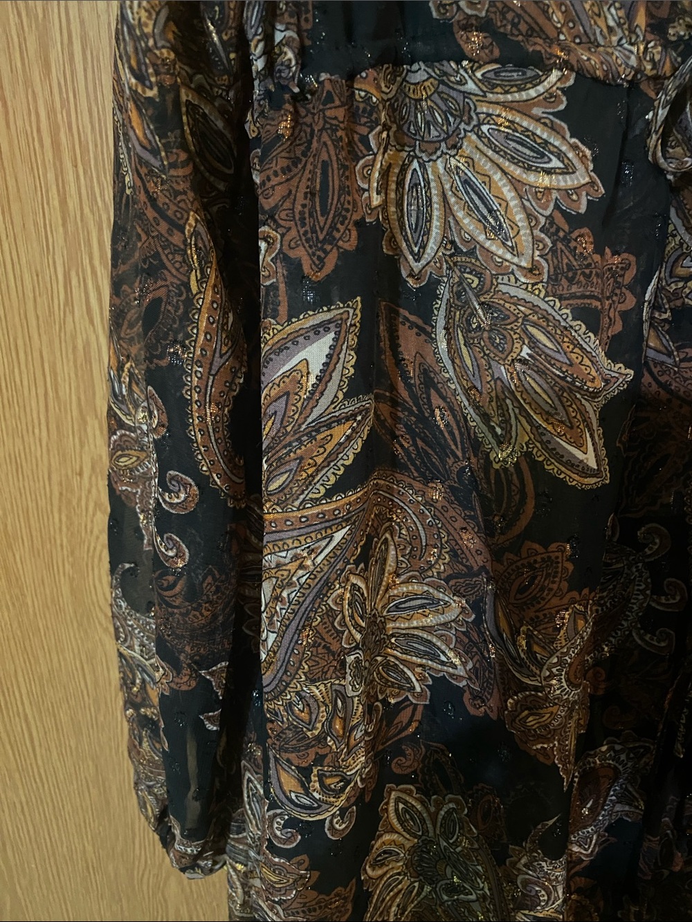 Boho Paisley Tie-Waist Maxi Duster in Brown/ Black - Picture 2 of 7